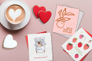Handmade Paper Eco-Friendly Valentine's Galentines Greeting Cards